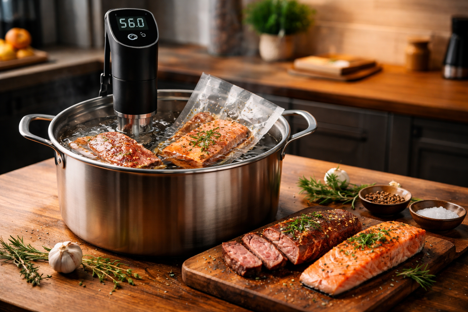 Sous‑vide Garen: Präzision im Wasserbad – Grundlagen und Gartabelle für Fleisch und Fisch