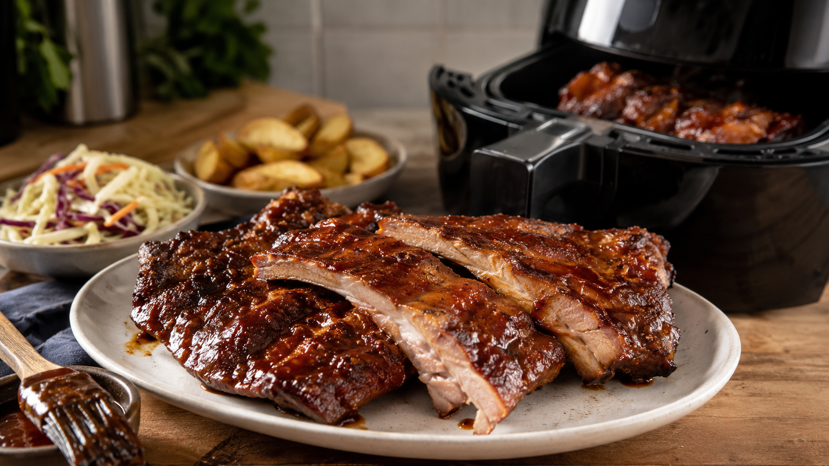Spareribs aus der Heissluftfritteuse: Zart, würzig und glänzend glasiert